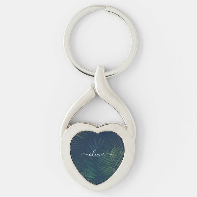 Porte-clés Tropical Dark Green Palm Feuille Porte - clé - Nat (Devant)