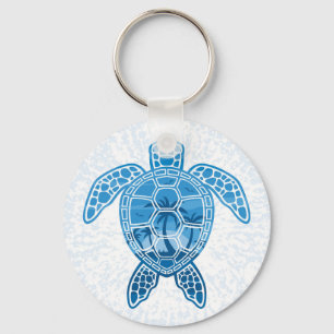 Porte-clés Tropical Island Sea Turtle Design en bleu