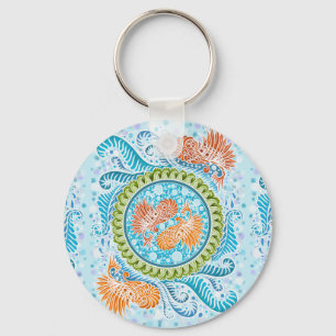 Porte-clés Tropical Koi Mandala Art Zen Océan Vibrant