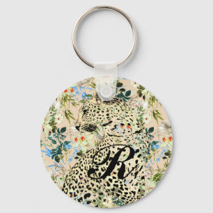Porte-clés Tropical leopard print floral Hawaiian