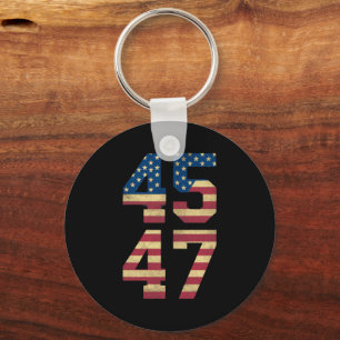 Porte-clés Trump 2024 45 47 Drapeau Américain Vintage Rétro 4