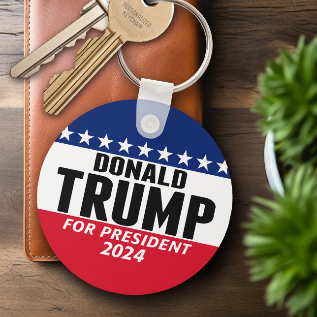 Porte-clés Trump 2024 Gardez l'Amérique grande - bleu rouge (Personalized Keychain - Trump 2024)