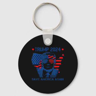 Porte-clés Trump 2024 Sauvons l'Amérique à nouveau drapeau am