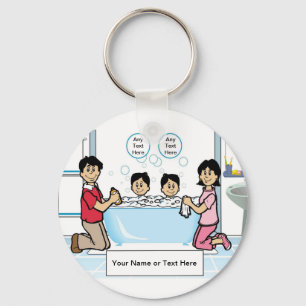 Porte-clés Tub Time - 2 garçons Cartoon par PrintedPerfection