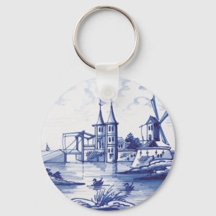 Porte-clés Tuile bleue traditionnelle
