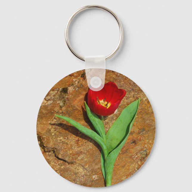 Porte-clés Tulipe jaune et rouge (Recto)