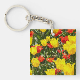 Porte-clés Tulipes rouges et jaunes