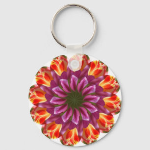 Porte-clés Tulipes violettes, rouges et jaunes
