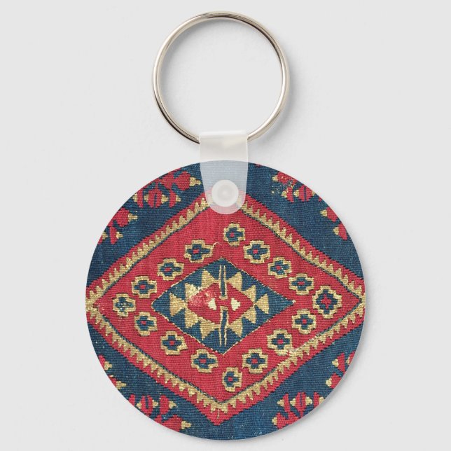 Porte-clés Turc Kilim Tapis tapis Antique Rouge Bleu (Recto)