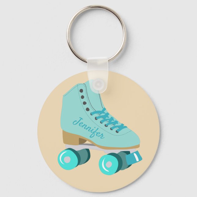 Porte-clés Turquoise Blue Retro Quad Roller Patinage Personna (Recto)