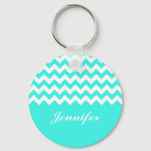 Porte-clés Turquoise Chevron Custom Monogram