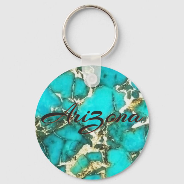 Porte-clés Turquoise de l'Arizona avec de la pyrite Matrix (Recto)
