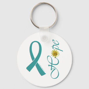 Porte-clés Turquoise Ribbon Hope Cancer de l'ovaire