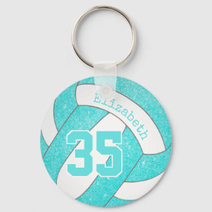 Porte-clés turquoise sac volleyball tag w jersey numéro