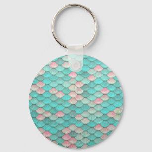 Porte-clés Turquoise Shiny Fish Scales Effect Pattern