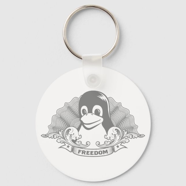 Porte-clés Tux Penguin - (Linux, Open Source, Copyleft, FSF) (Recto)