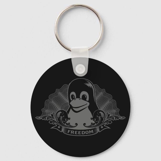Porte-clés Tux Penguin - (Linux, Open Source, Copyleft, FSF) (Recto)