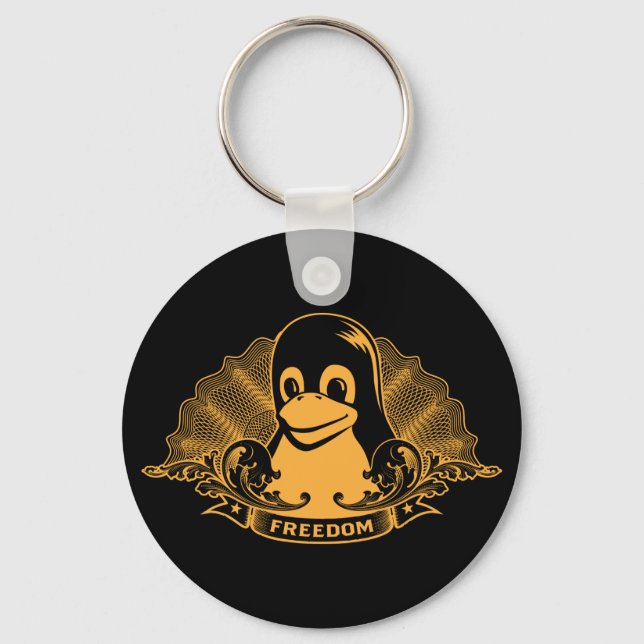 Porte-clés Tux Penguin - (Linux, Open Source, Copyleft, FSF) (Recto)
