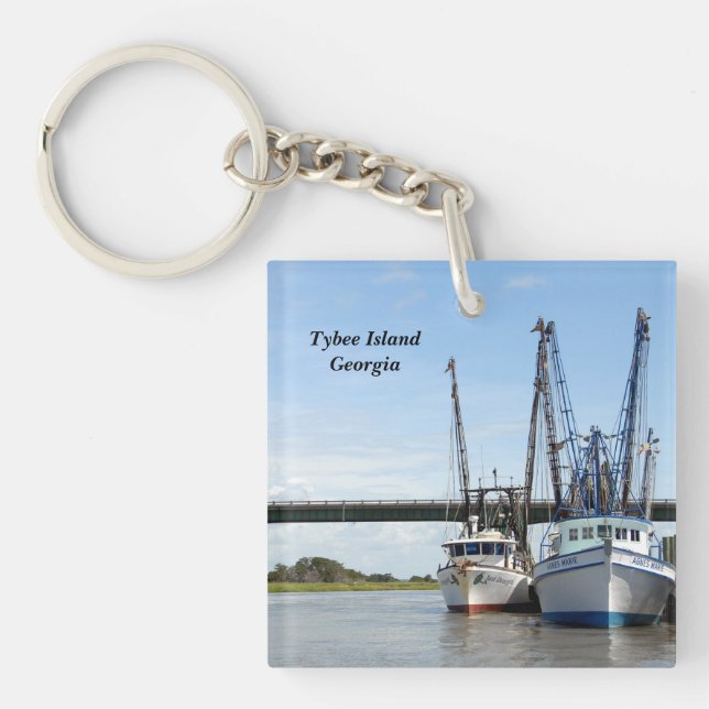 Porte-clés Tybee Island, Géorgie Bateaux à crevettes (Devant)