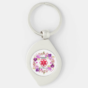 Porte-clés Type 1 vigilant Médicale ou 2 de diabète floraux
