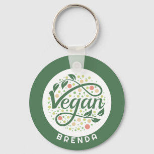 Porte-clés Typographie créative végétale avec Feuilles verts