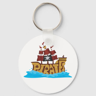 Porte-clés Typographie de bateau pirate avec drapeau au crâne