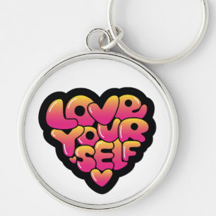 Porte-clés Typographie « Love Yourself » Autocollant en forme