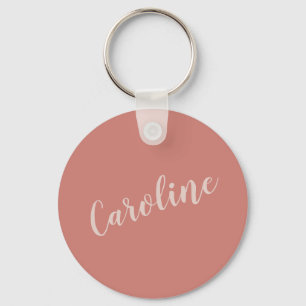 Porte-clés Typographie minimaliste en terre cuite Nom personn