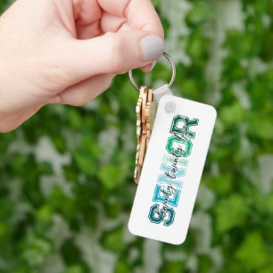 Porte-clés Typographie Senior Bleu Vert 2025
