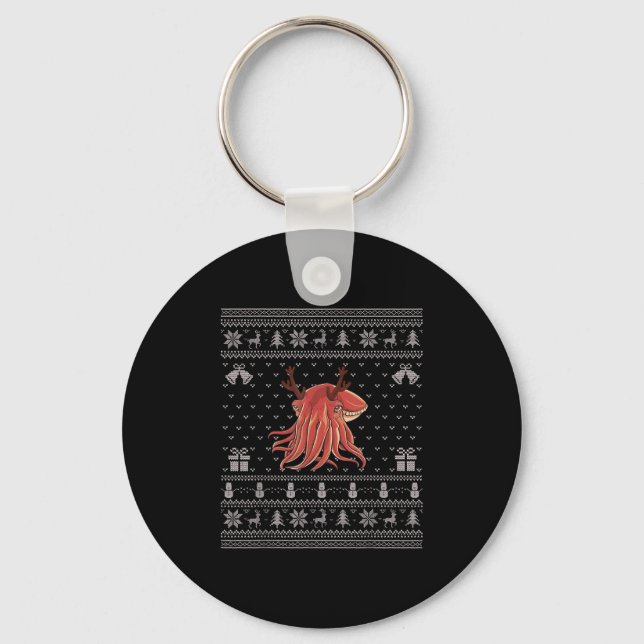 Porte-clés Ugly Xmas Sweater Style Cuttlefish Reindeer Christ (Recto)