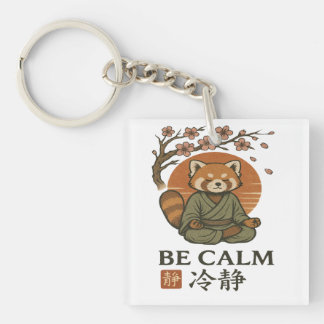 Porte-clés ukiyo-e Red Panda- Be CALM japanese Zen meditation