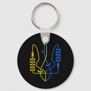 Porte-clés Ukraine Trident Doré Symbole Drapeau Ukrainien Hom