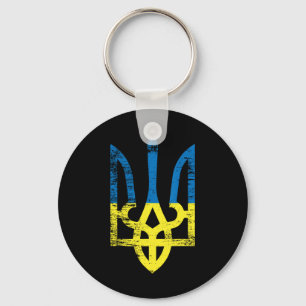 Porte-clés Ukraine Ukrainien Kiev Trysub Drapeau 15 