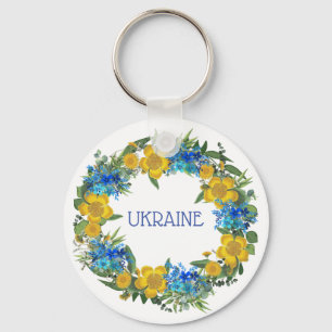 Porte-clés Ukraine Ukrainienne Fleurs de couronne Foi Espoir
