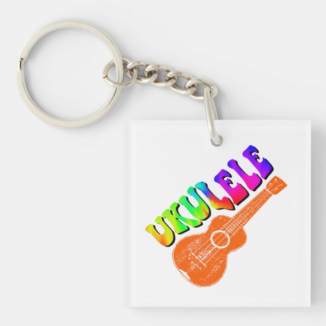 Porte-clés Ukulele Tie Dye Texte Super Art (Devant)