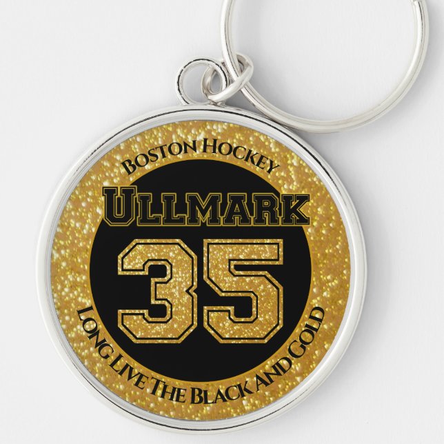 Porte-clés Ullmark de hockey de Boston 35 (Devant)