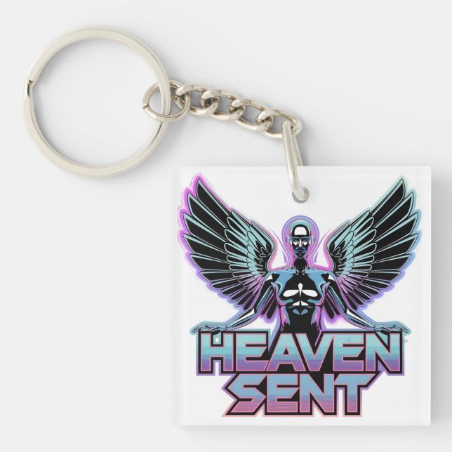 Porte-clés Un ange métallisé brillant avec des ailes, design  (Devant)