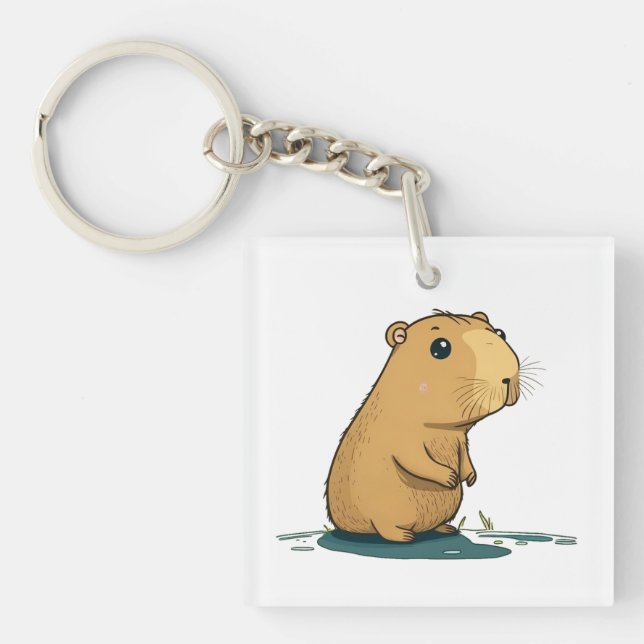 Porte-clés un capybara au trou d'arrosage (Devant)