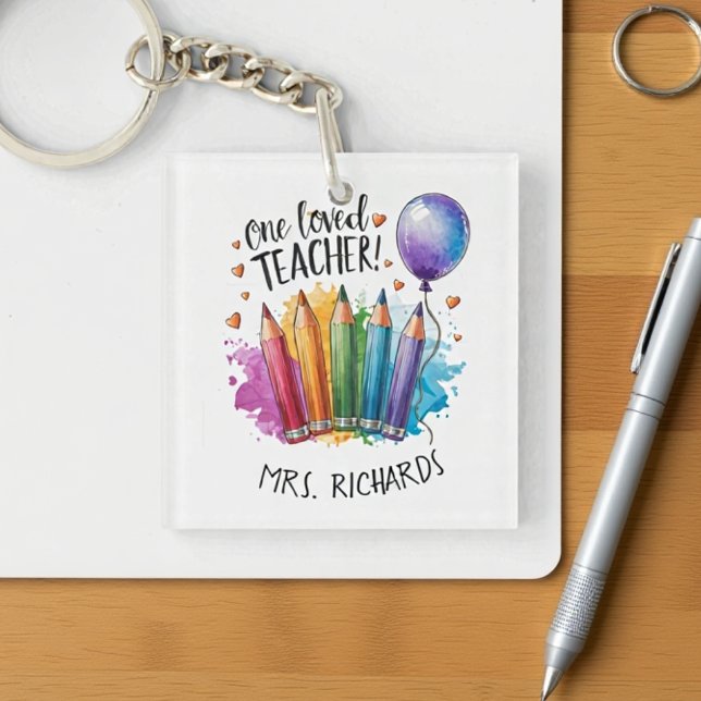 Porte-clés Un enseignant aimé Cadeau de Merci personnalisé (One Loved Teacher Personalised Thank You Gift Keychain)