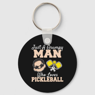 Porte-clés Un homme grincheux qui aime le Pickleball amusant