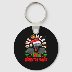 Porte-clés Un joyeux joueur de badminton Noël Équipe de corre
