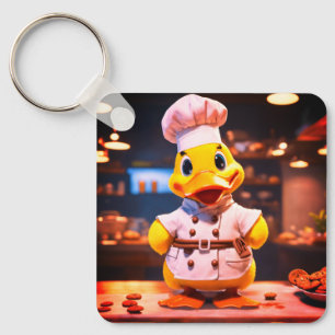 Porte-clés Un mignon canard portant un chef uniforme porte -
