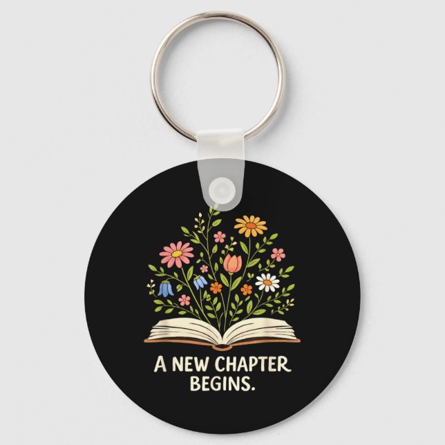 Porte-clés Un nouveau chapitre commence Bibliothèque inspiran (Recto)