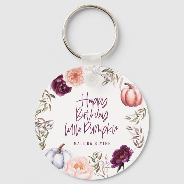 Porte-clés Un peu citrouille floral automne fête d'anniversai (Recto)