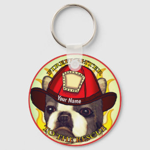 Porte-clés Un porte - clé de pompier Boston Terrier