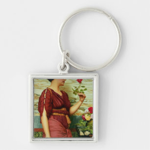 Porte-clés Un rose rouge et rouge