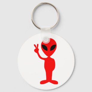 Porte-clés Un signe de paix en Alien rouge à main levée