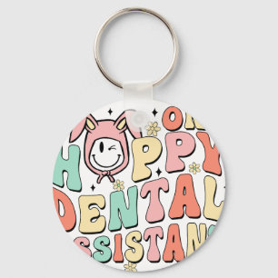 Porte-clés une assistante dentaire heureuse, rétro, vintage