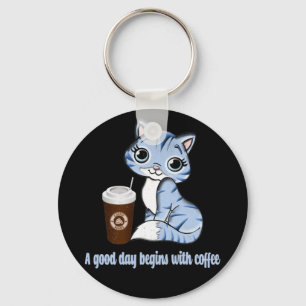 Porte-clés Une Bonne Journée Commence Avec Du Café Cadeau a
