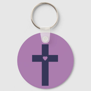 Porte-clés Une croix avec un cœur
